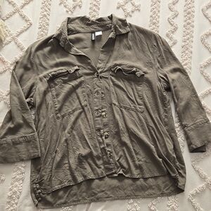 H&M Casual Olive Button-Up Shirt